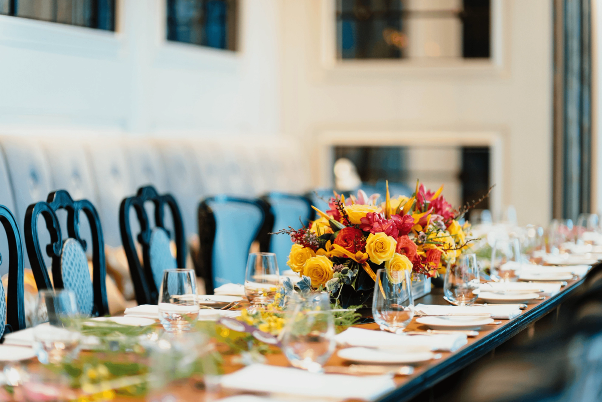 Dinner table, event.