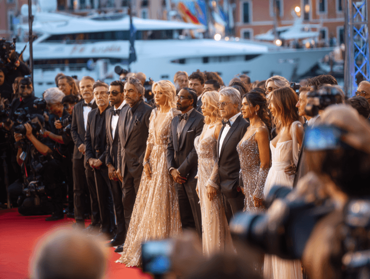 Celebrities pose on the red carpet at festival