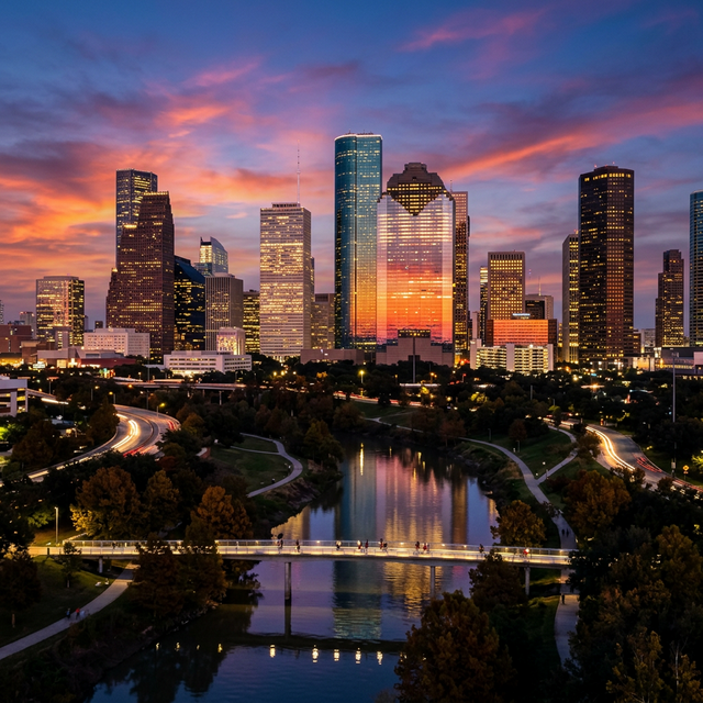 Houston Texas downtown skyline at twilight