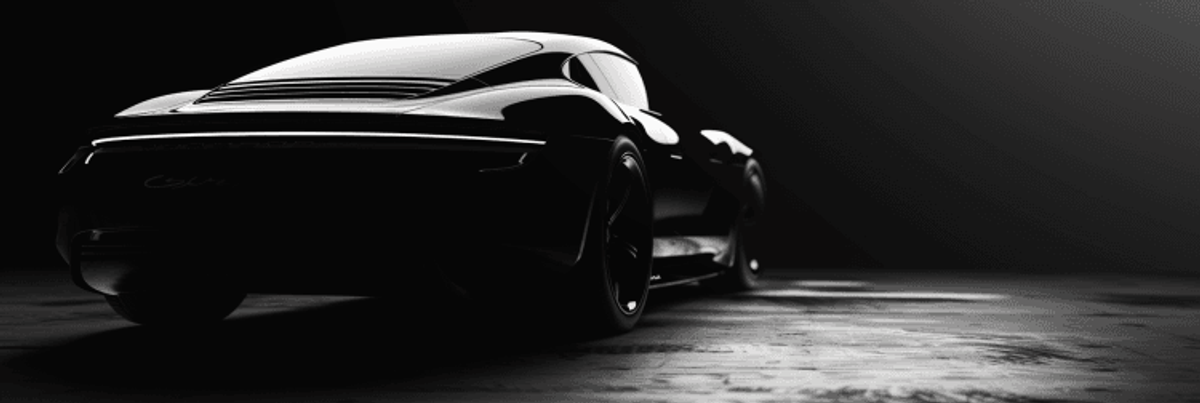 Sleek black sports car in dim light