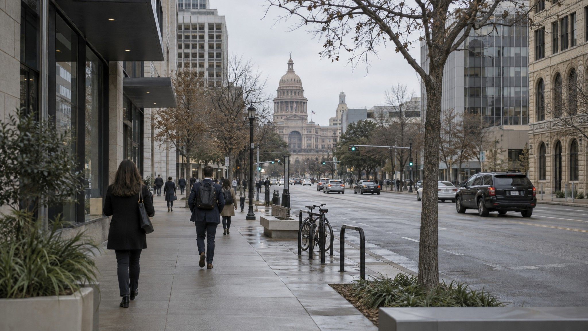 Congress Avenue in Austin looking toward the Capitol dome