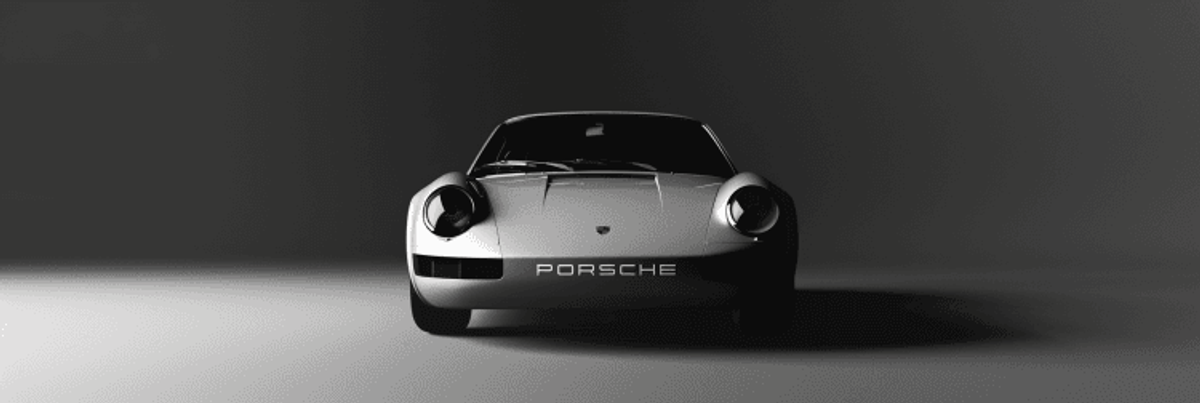 Front view of classic Porsche car