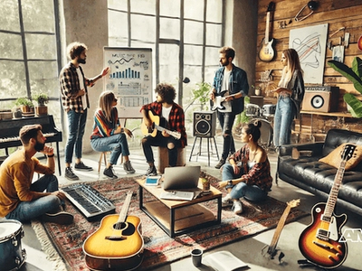 Music industry professional working on music pr strategies for aspiring musicians