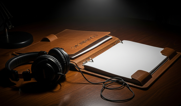 Legal contract beside studio headphones on dark desk — choosing between entertainment lawyers and music managers for career decisions