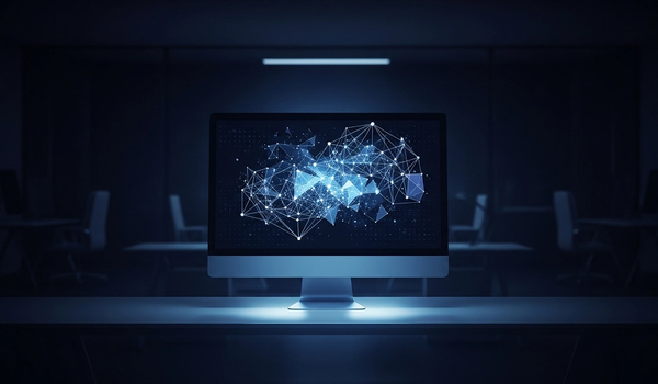 AI technology interface alongside traditional marketing strategy