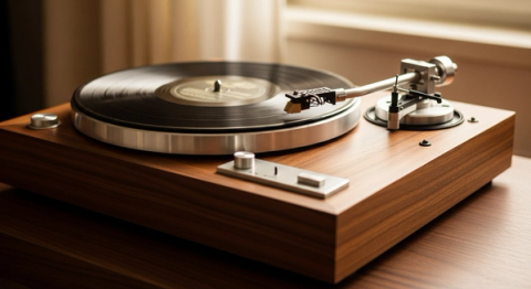 Editorial vintage turntable detail