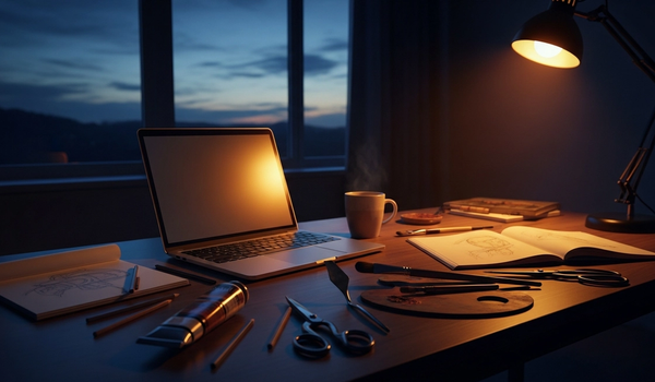 Social media content creation workspace with creative tools