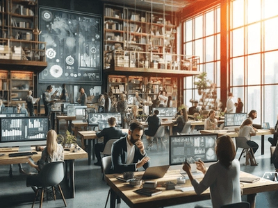 Marketing team discussing navigating the intricacies of online marketing