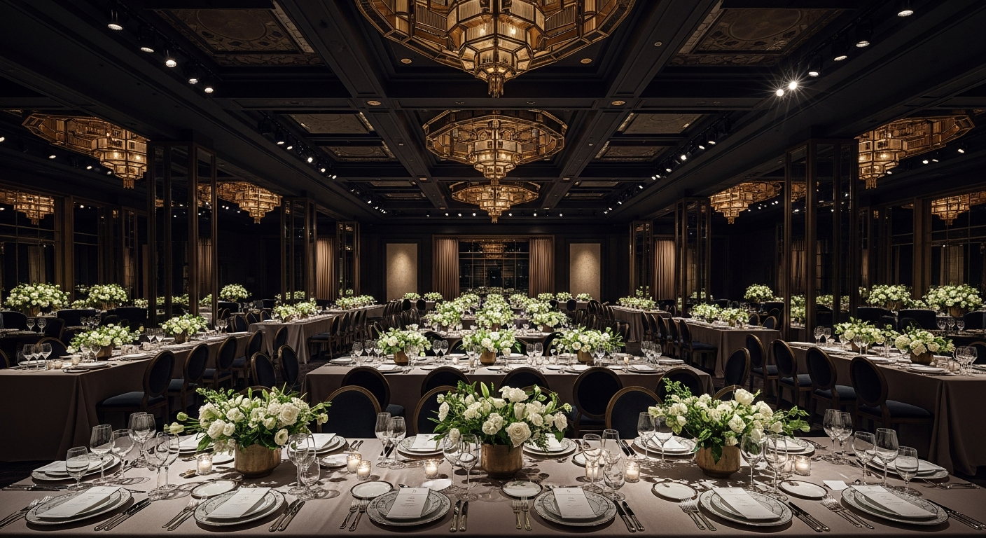 Luxury event venue with premium table settings