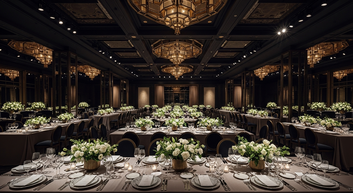 Luxury event venue with premium table settings