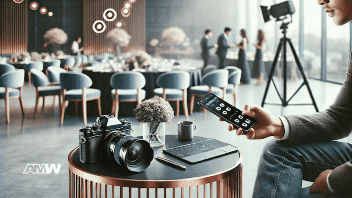 Photography setup in a modern restaurant