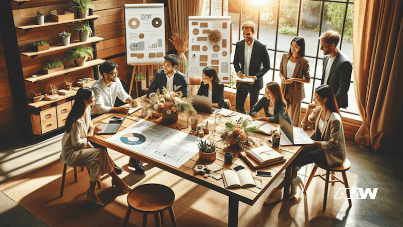 Marketing team discussing corporate event planning: making your brand stand out