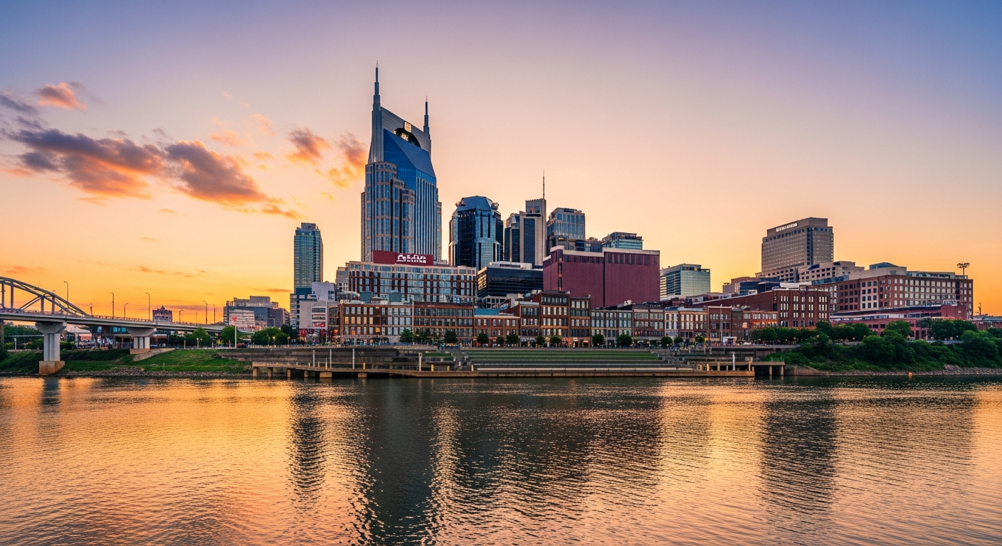 Personal branding services in Nashville - Nashville skyline at golden hour
