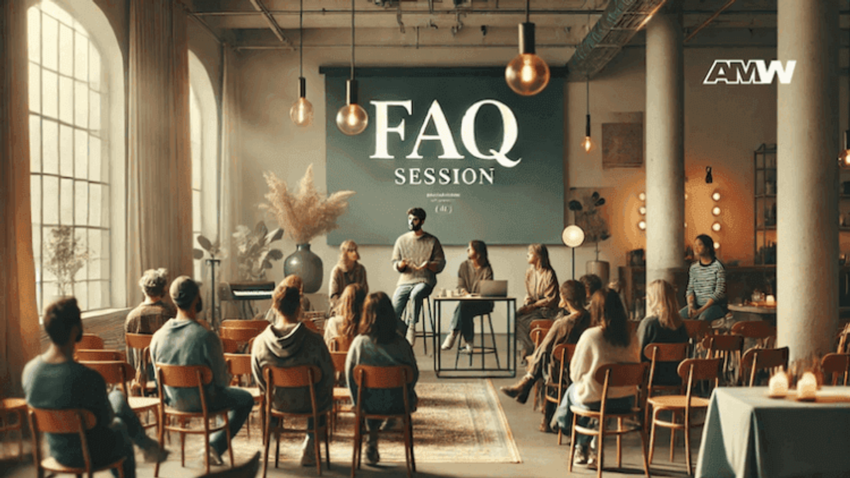 People attending an FAQ session in a room