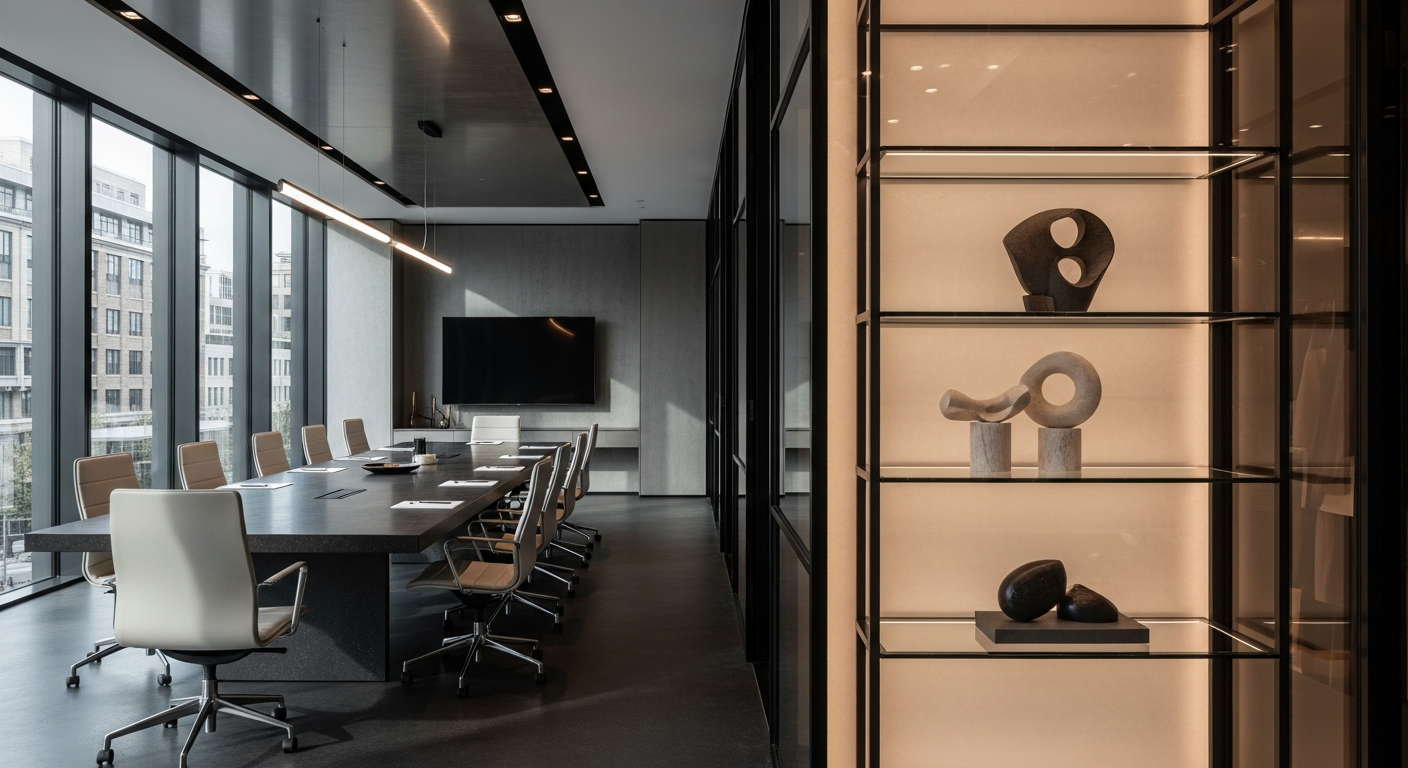 Boardroom transitioning to retail space representing B2B versus B2C marketing strategy