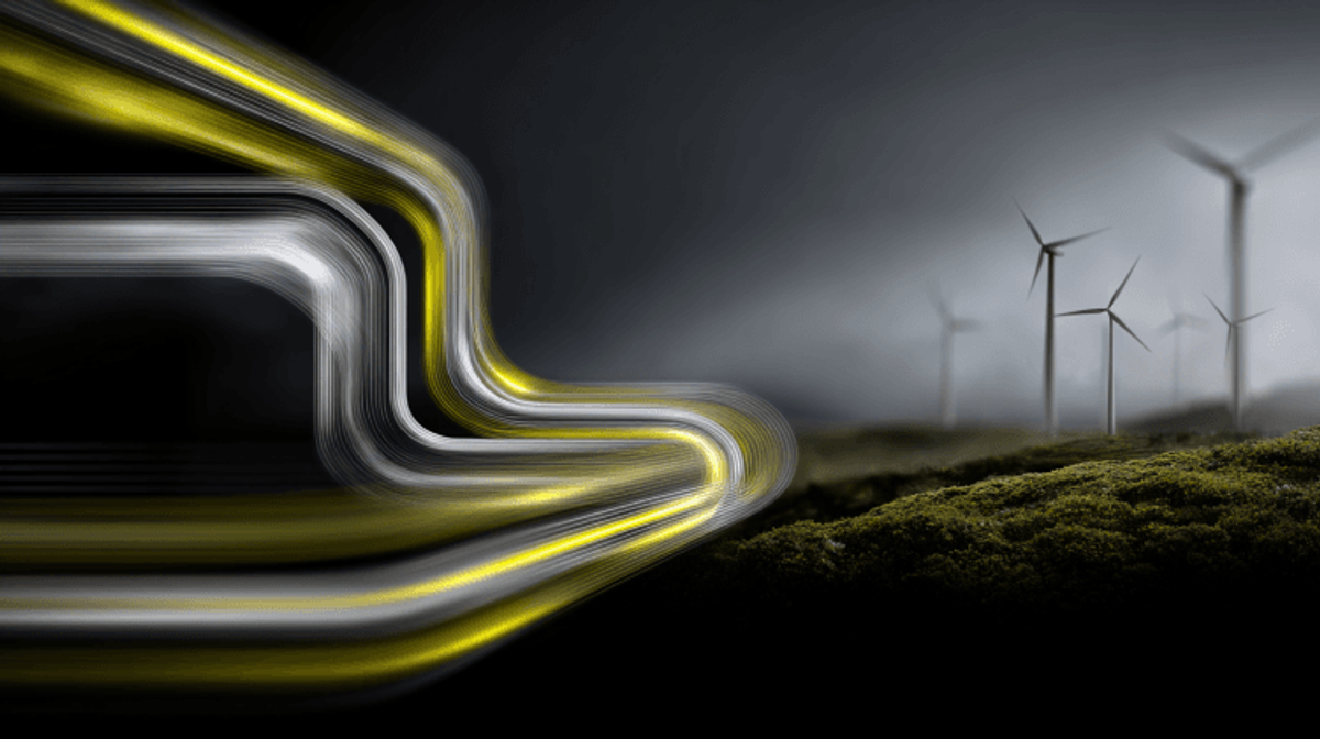 Wind turbines with stylized light trails
