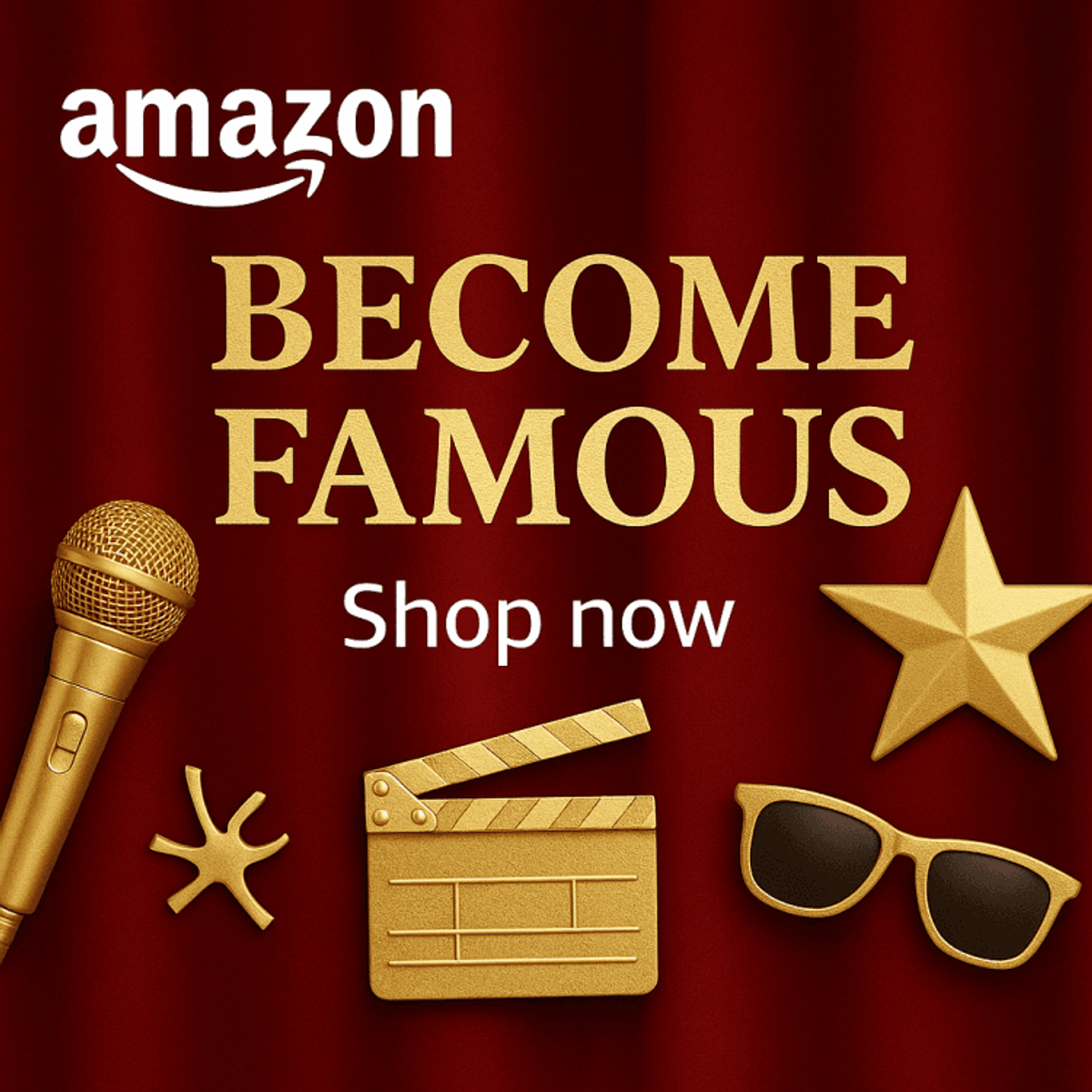 Amazon promotion: Become famous, shop now.