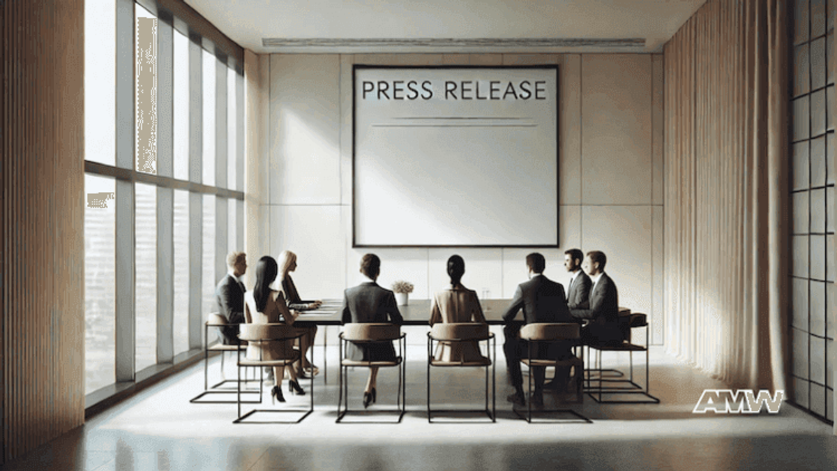Business meeting with press release presentation.