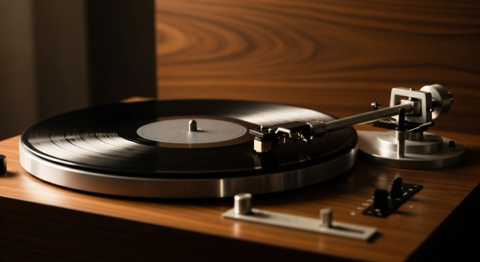 Editorial vintage turntable detail