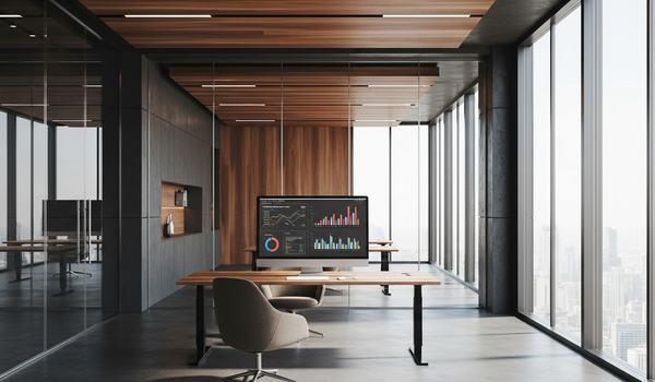 Modern startup office with content analytics on screen — best content marketing agencies for startups