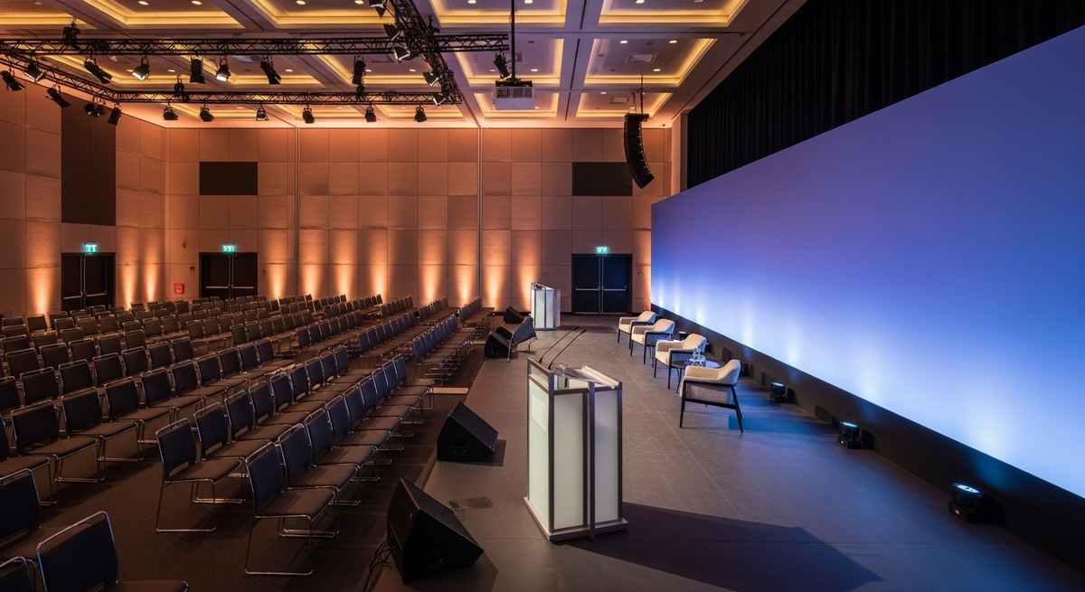 Modern conference venue prepared for professional event execution