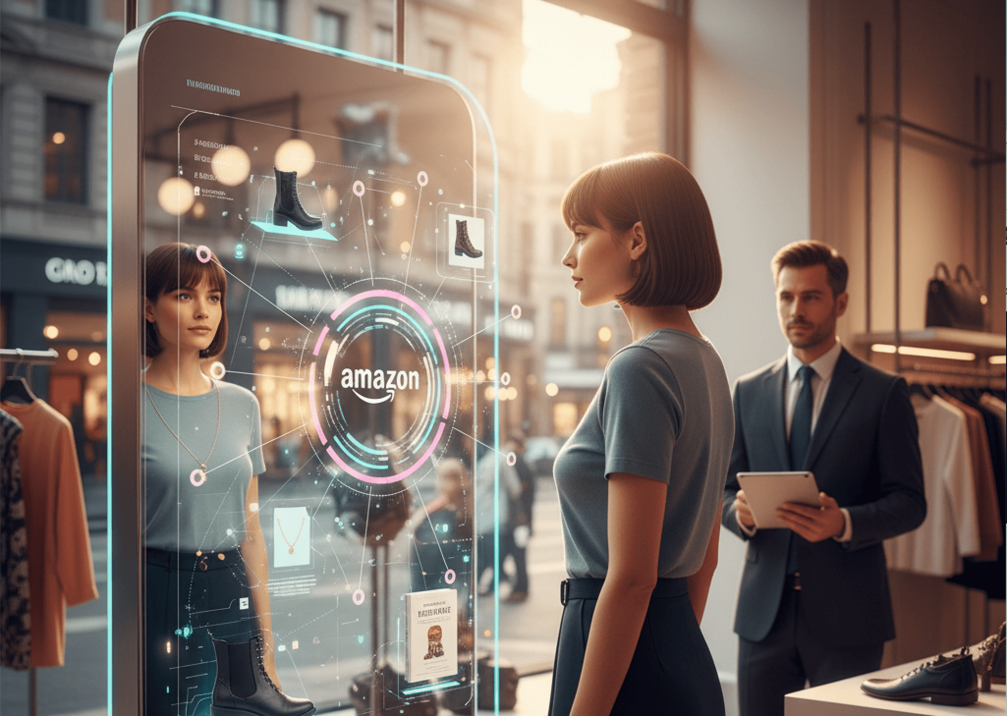 Professional concept illustration for the power of amazon hyper personalization in e-commerce