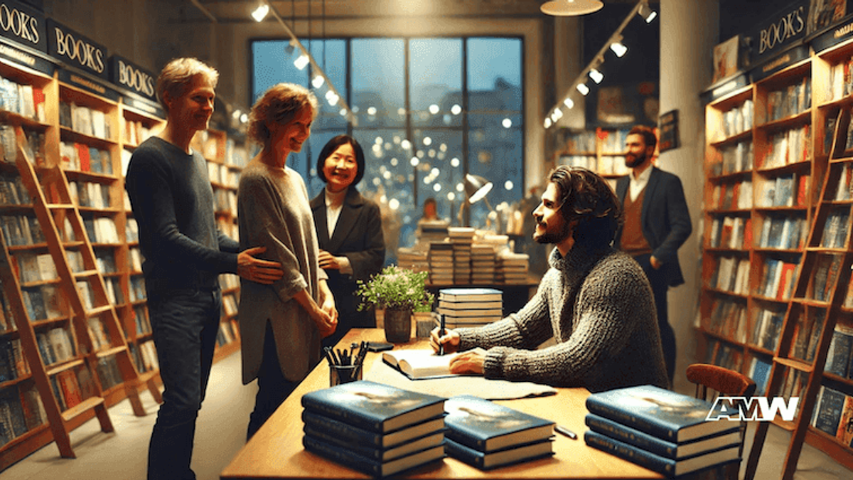 writers, location, excerpt, successful book signing event, book signing table