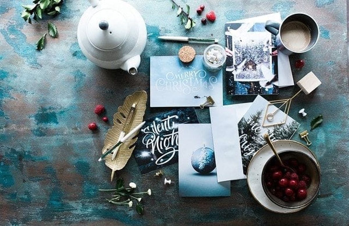 christmas, greeting cards, still life, thank you note, personal details, thank you email, post interview, proper business etiquette