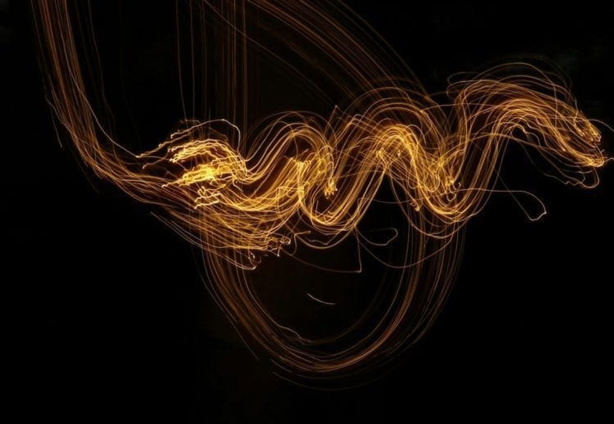 Abstract light trails on dark background