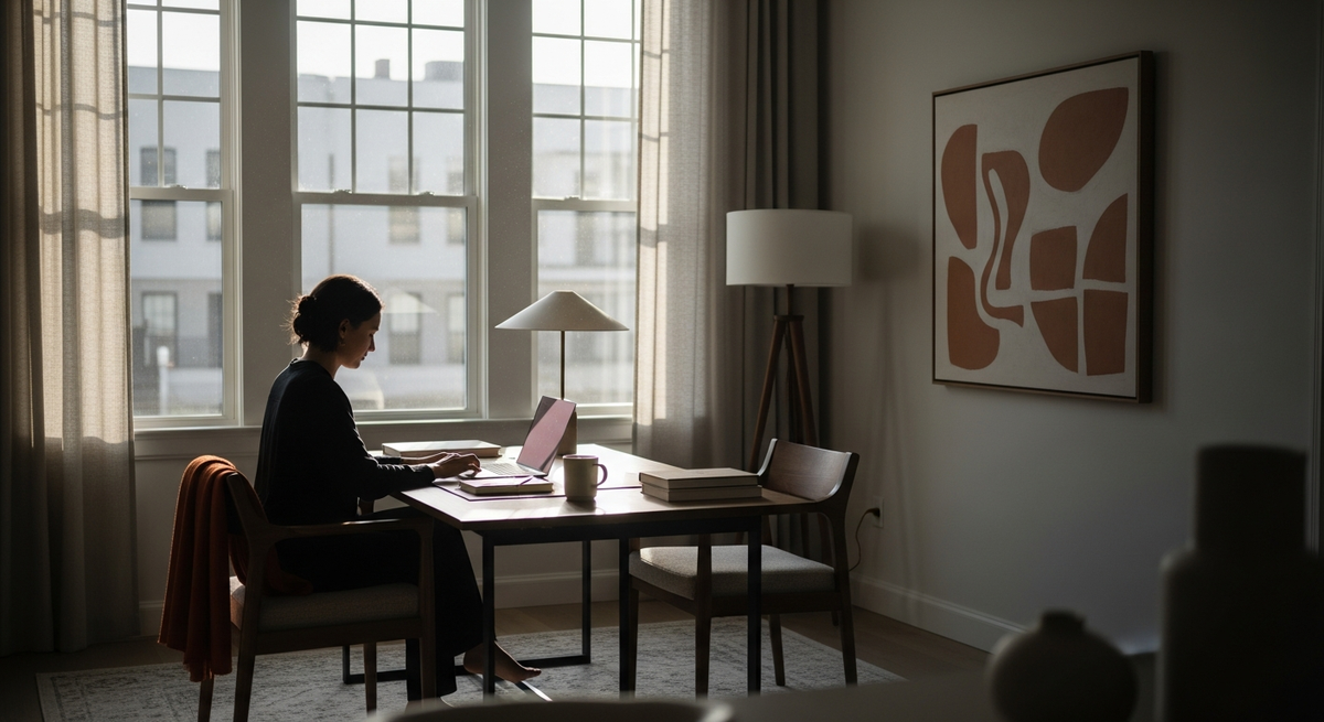 Dedicated in-house marketing team collaborating around project boards in open-plan creative office