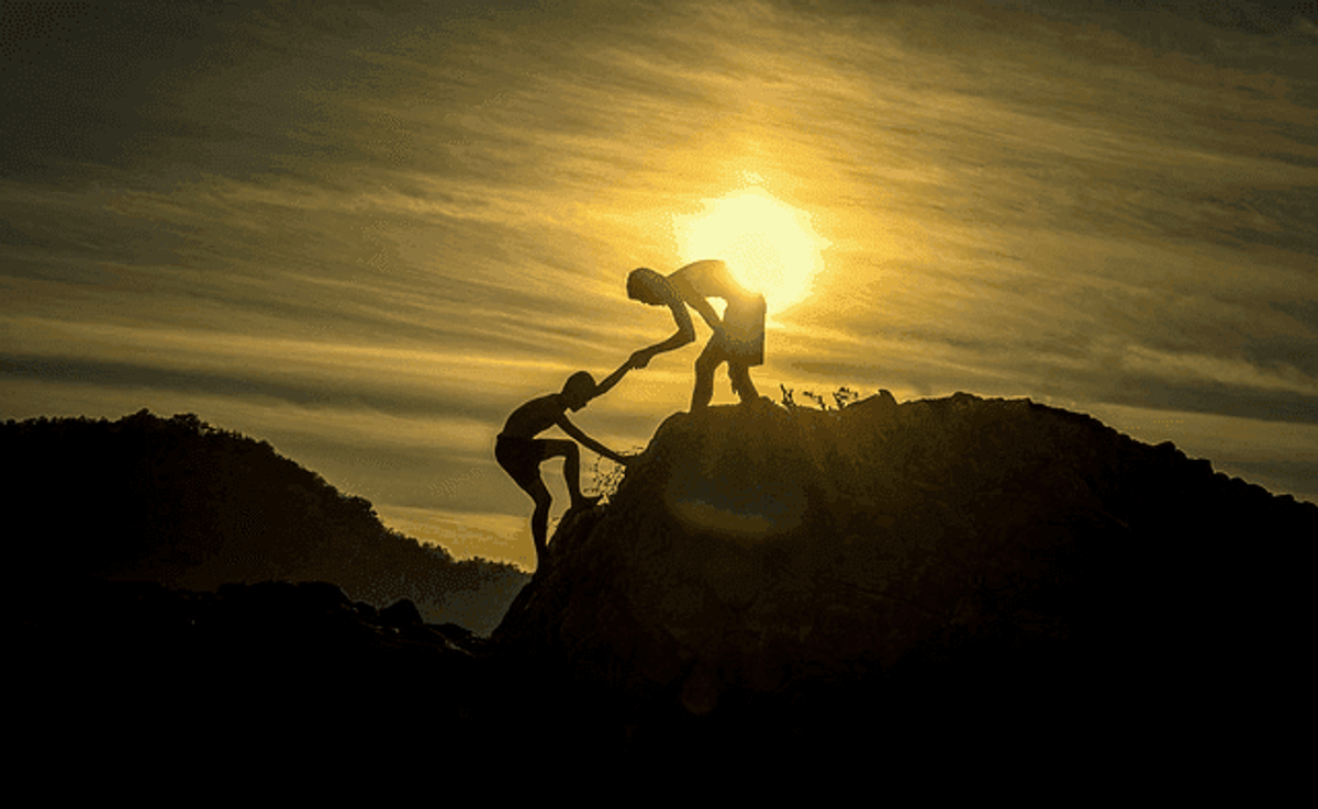 sunset, men, silhouettes