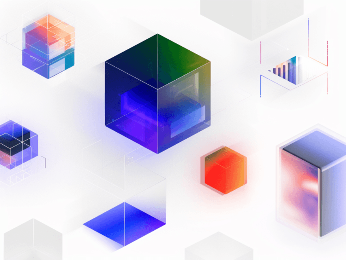 Colorful 3D cubes on a white background