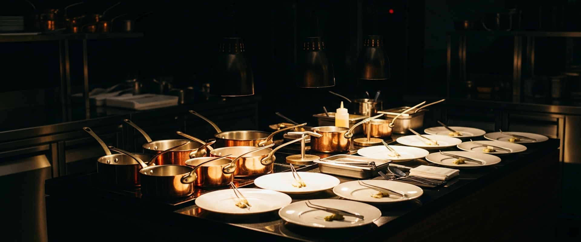 Upscale culinary event setup with elegant chef station