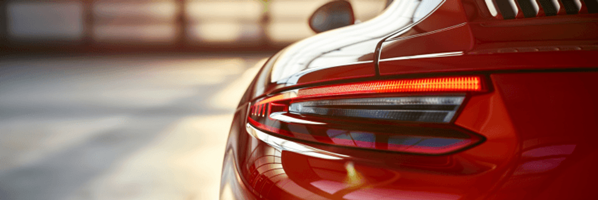 Close-up of red sports car tail light