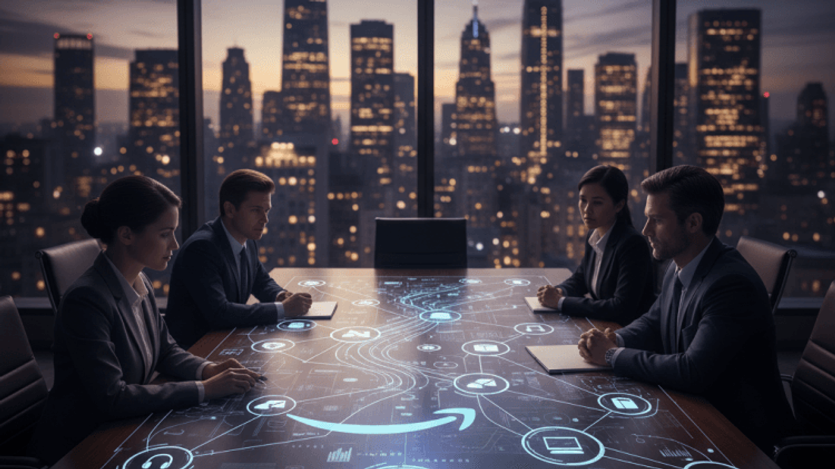 Business meeting with digital interface on table