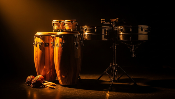Latin music promotion with percussion and vibrant instruments
