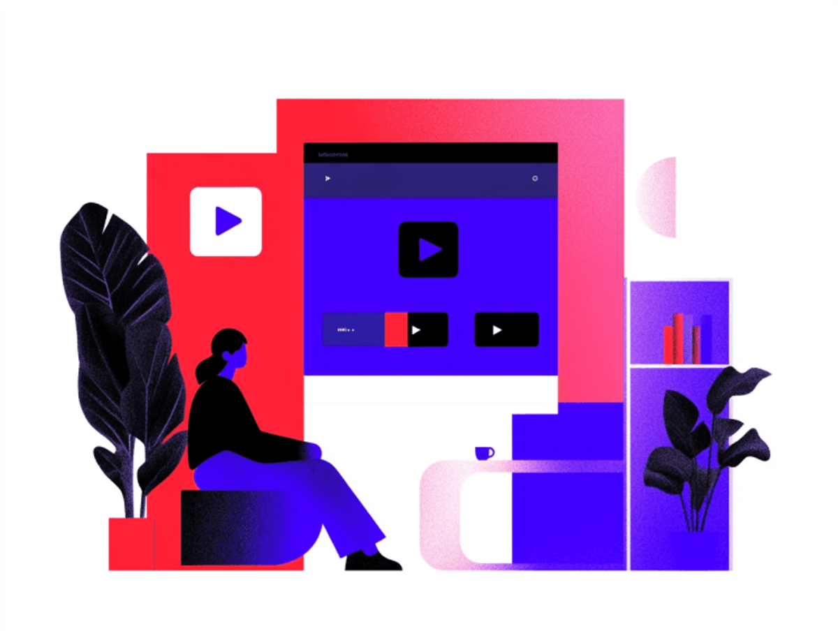 Person watching videos on a colorful screen