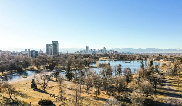 Denver Colorado downtown and Rocky Mountains