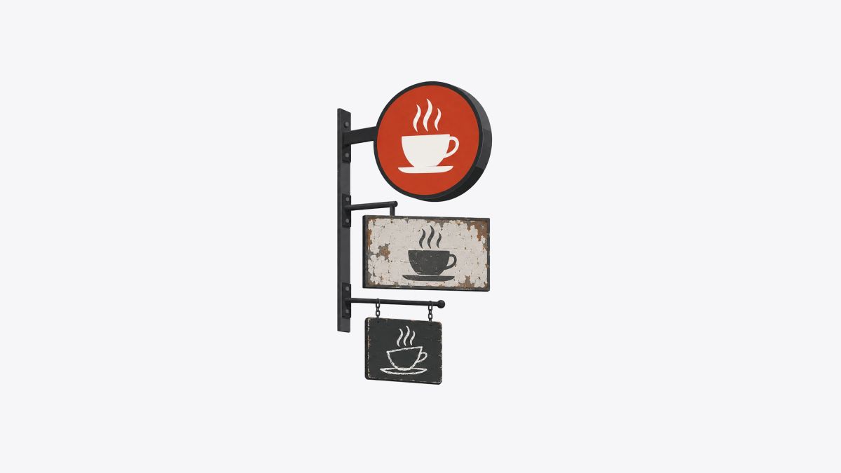 Illustration: The same business described three different ways on its own wall current sign; faded sign; old placard. Consistency is what gets repeated back.