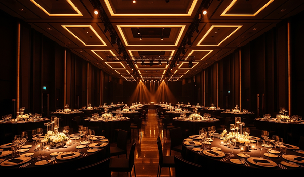 Luxury corporate event venue with dramatic lighting - corporate events statistics