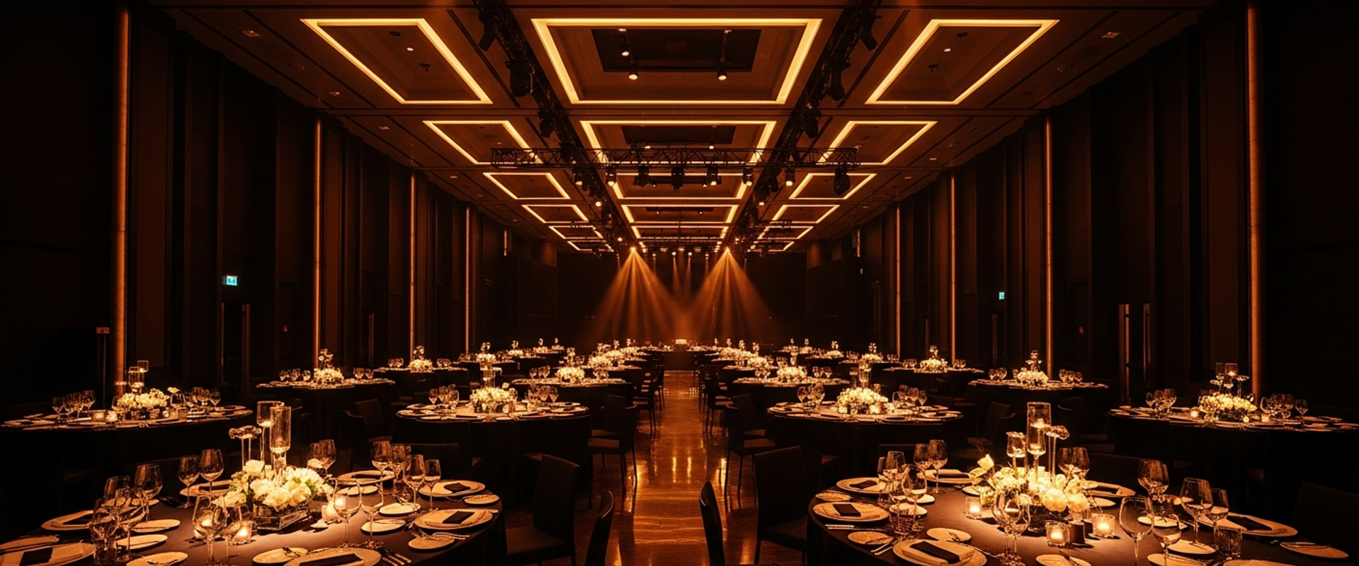 Luxury corporate event venue with dramatic lighting - corporate events statistics