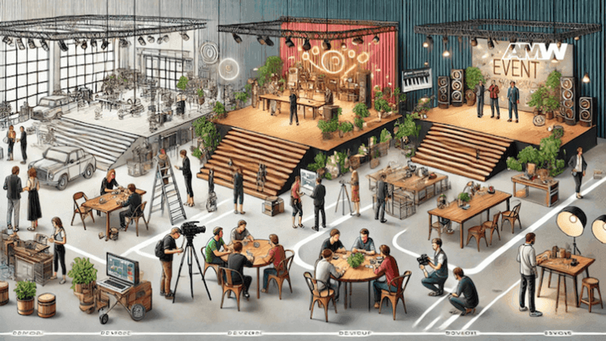 People engaging in various activities at a creative event