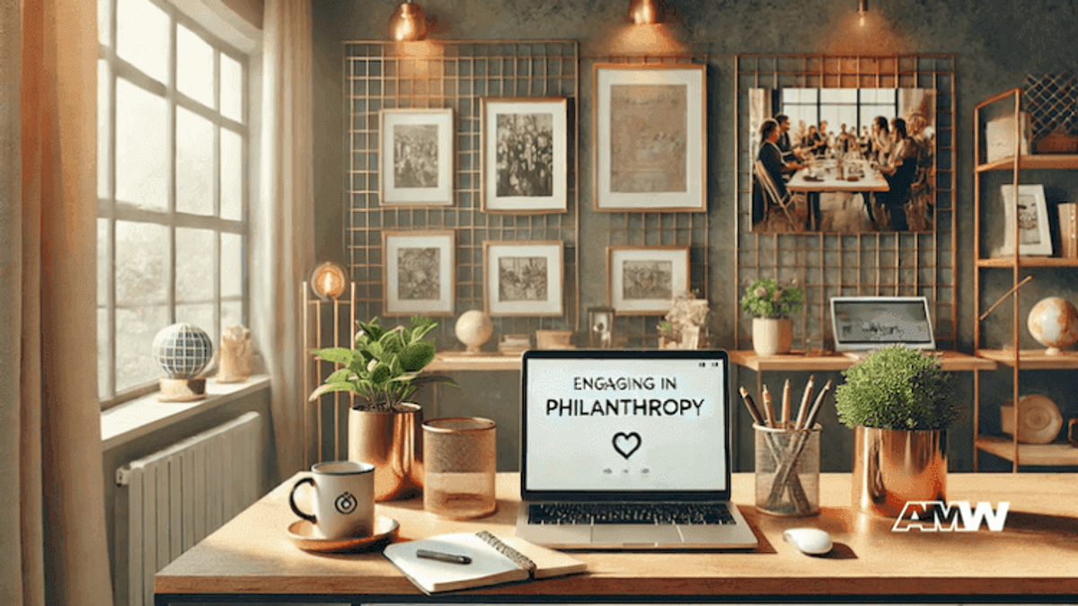 Philanthropy-focused modern office workspace.