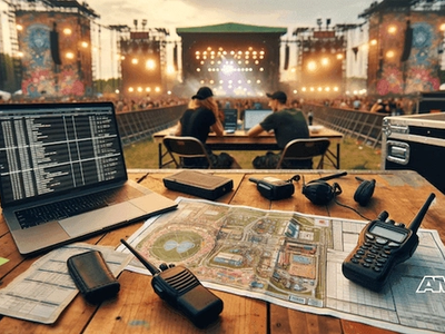 Music industry professional working on music festival management: behind the scenes