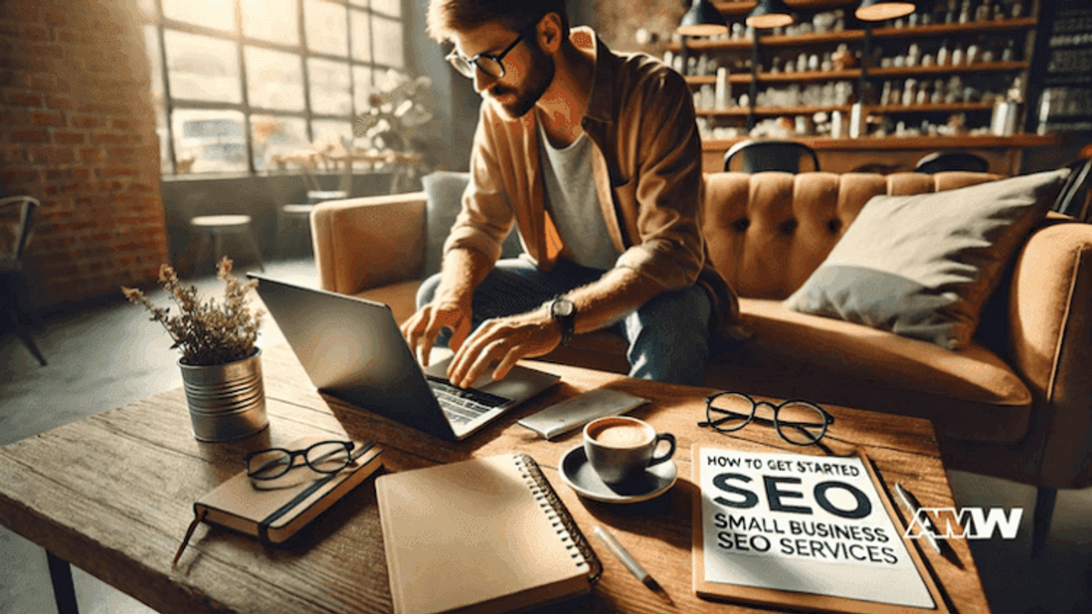 Man using laptop for SEO services research
