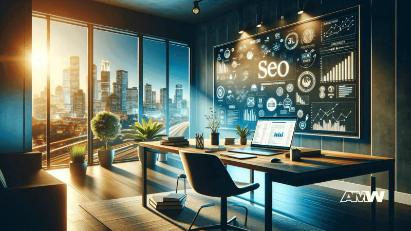 Business professionals collaborating on effective seo strategies for business websites