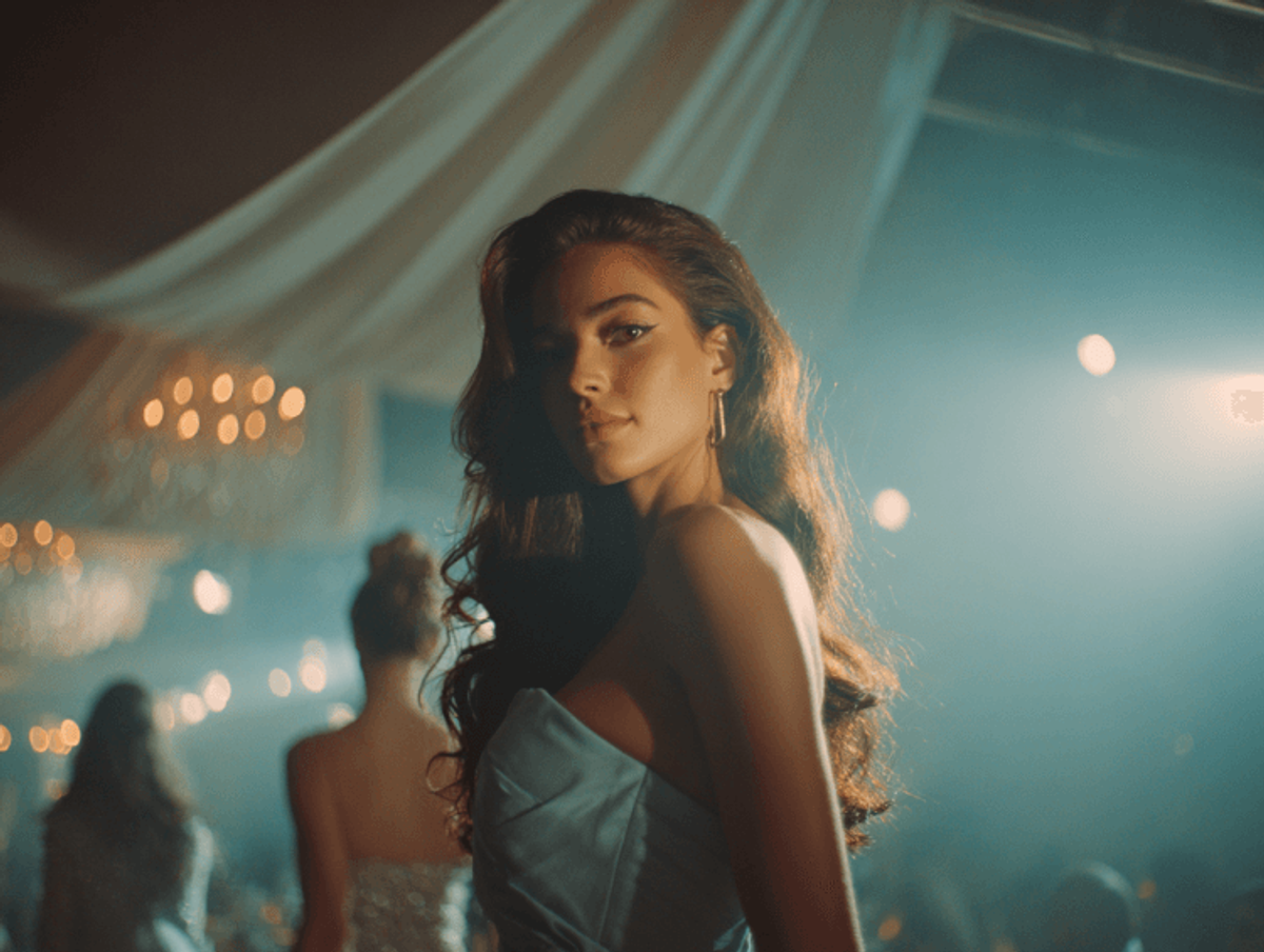 Elegant woman in formal dress at a party