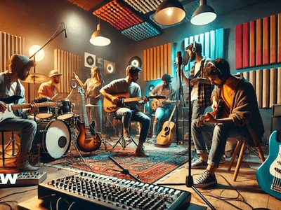 Music industry professional working on sound promotion for musicians