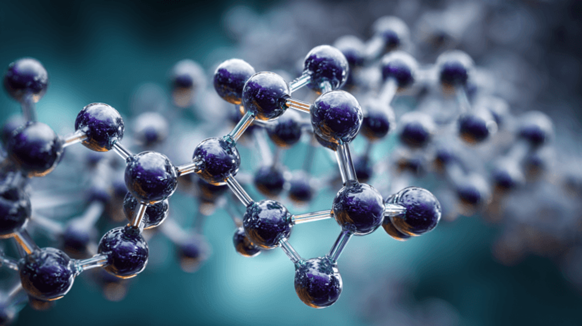 Close-up of a molecular structure, science concept.