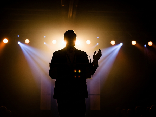 Public relations services - professional speaking at press event